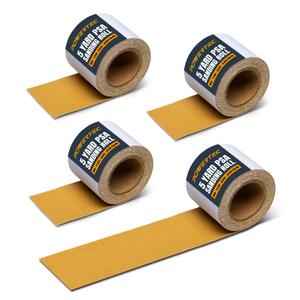 POWERTEC PSA Sandpaper Roll Set, 2-3/4" x 20 Yards (80/120/220/320 Grit, 5 Yards Each), Adhesive Backed Longboard Sanding Roll for Woodworking, Automotive, Air File & Hand Sanding Blocks (4RA1200)
