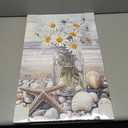 Blue Beach Bouquet Canvas Wall Art Ocean Stone Painting White Flowers Blooming Wall Canvas Print Canvas Wall Art Prints Poster Photo Picture Painting Posters Room Decor Home Decorative 16x24inch (40x60 (Frame-style)