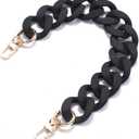 AUMEY Large Flat Chain Strap - Acrylic Luxury Handbag Strap Fashionable Replacement Purse Clutches Handles for DIY Crafts, 15.7 inch of Each  (02- Black)