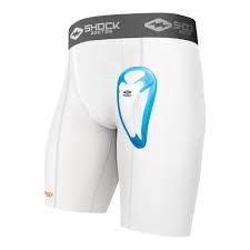 Shock Doctor Compression Shorts with Protective Cups Adult M - White: Knit Athletic Underwear
