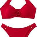 MakeMeChic Halter Bikini Sets for Women Sexy Micro Bikini Bathing Suit Two Piece Swimsuits 2025 Red, S