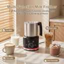 Milk Frother, 16.9 OZ Milk Frother and Steamer, 4 in 1 Electric Milk Frother Dishwasher Safe Durable Silent Frother for Coffee Hot and Cold Foam Maker (Black Stainless)