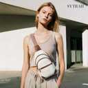 SYTRAH Anti Theft Crossbody Bags for Women, RFID Sling Bag Travel Purse, RFID Cross Body Purses Chest Bag for Travel Beige Brown