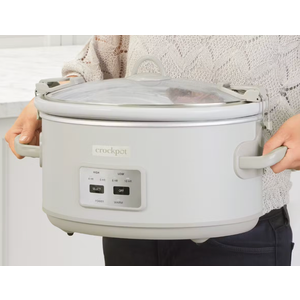Crock-Pot 7 Quart Cook and Carry Slow Cooker with Touch Control, 4 Pre Programmed Settings, Removable Stoneware, and Locking Lid, Mushroom