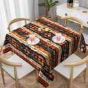 Colorful Tribal Square Table Cloth - Boho Tablecloth Ethnic Stripes Lines Native Art Table Cover for Party Picnic Kitchen Dining Decor (54" x 54" (Square))
