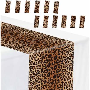 12 PCS Leopard Print Table Runner 14 x 108 Plastic Cheetah Print Table Runner for Jungle Safari Party Birthday Bachelorette Wedding Disposable Tables Runner