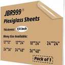 JBR999 24x36 Plexiglass Sheets - 1/4 inch Thick, Clear Cast Acrylic Sheets - 6mm Transparent Plexiglass for Signs, Window Painting, Edge Lighting, Table Top Displays