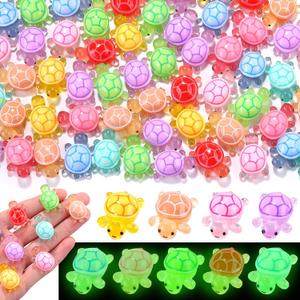 120pcs Luminous Mini Resin Turtles 9 Colors Glow in The Dark Tiny Sea Turtle Figures to Hide Small Plastic Ocean Animal for Micro Landscape Fairy Garden DIY Miniature Dollhouse Home Decor Party Favers