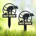 No Dog Poop Signs for Yard, 2 Pack Metal "No Pooping No Peeing" Signs with Stakes Weatherproof, Durable & Easy to Install Lawn Sign for Garden, Grass, Black