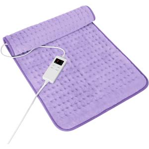 Heating Pad for Period Cramps, Heating Pad for Back/Neck/Shoulder Muscle Pain, 6 Heating & 4 Timer Setting, Auto Shut Off, Dry/Moist Heat & Machine Washable, Birthday Christmas Gifts for Women Mom (12'' x 24'', Light Purple)
