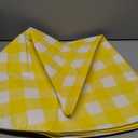 misaya Round Waterproof Vinyl Table Cloth, Buffalo Flannel Backed Tablecloth, Wipeable Plastic Table Cover for Dinner, Kitchen, Picnic (60", Yellow and White)