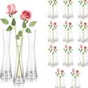 Hewory Glass Bud Vases for Centerpieces Set of 36, Handmade Modern Clear Small Skinny Decorative Single Flower Vase, Minimalist Slim Floral Vase for Home Wedding Party Events Table Decor, 7.87"