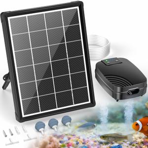POPOSOAP 4W Solar Pond Aerator, Solar Air Pump for Pond with 2200 mAh Battery Backup, 3 Modes & Separated Solar Panel for Small Outdoor Pond Fish Tank Hydroponics P9235