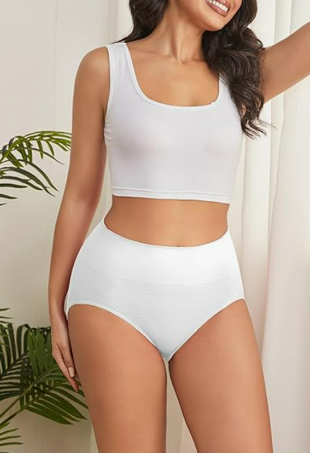 Hibluco Women Underwear High Waist Stretch Briefs Soft Underpants Ladies Full Coverage Panties