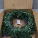 [Safety Fire Retardant] Christmas Purple Advent Wreath Decor 4 Advent Candle Holder with 4 Pinecorn 4 Ribbon 2 Poinsettia 4 Ball 4 Berry Christmas Centerpiece Table Decorations Home Indoor(No Candles)