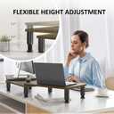 AX WABER Dual Monitor Stand Riser, Monitor Stand with Adjustable Length and Angle, Wood Monitor Stand for Desk, Monitor Riser for 2 Monitors with Storage Space