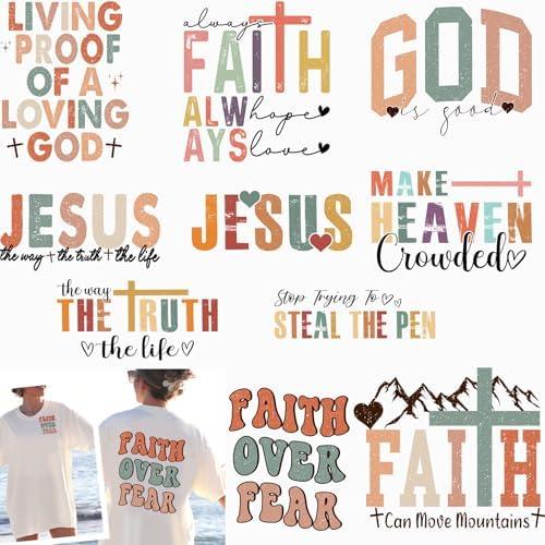 AMONEYLS 20pcs God is Good Design Washable Dtf Transfers Ready to Press Heat Press Decal Iron On Transfer Sticker Faith God Flower Heat Press Decoration Applique Decal