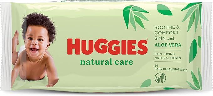 Baby Wipes Natural Care with Aloe Vera Huggies Wipes 56 Pc Kids 10 pcs