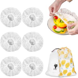 200PCS Bowl Covers Bread Proofing with Storage Bags, Fits Bowls up to 12", Plastic Wrap for Food Plastic Bowl Covers Elastic Reusable Plate Covers for Family Outdoor Picnic, BPA Free, Food Grade (Regular)