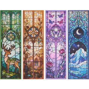 4PCS Fantasy Art Bookmarks, 5"  1.5" PVC Stained Glass Art Book Marker, Romantasy Inspired Bookish Gifts for Book Lovers