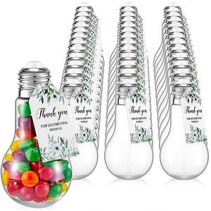 Tessco 48 Sets 100 ml Plastic Light Bulb Jars Clear Candy Containers for Party Favors with Labels and Strings Fillable Lightbulb Jar Ornaments for Wedding Party Drink DIY Crafts, Silver Tessco 48 Sets 100 ml Plastic Light Bulb Jars Clear Candy Containers for Party Favors with Labels and Strings Fillable Lightbulb Jar Ornaments for Wedding Party Drink DIY Crafts, Silver