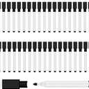 50 Pcs Black Magnetic Dry Erase Markers with Eraser Cap, White Board Mini Dry erase Markers Bulk, Fine Point Tip Student White Board Markers for Teachers Office School Supplies (1 Count (Pack of 50))