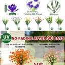 Turnmeon 20 Bundles Artificial Flowers for Outdoors, Summer Spring Grass Camellia Fake Flowers Fern Plants Eucalyptus UV Resistant No Fade Greenery for Garden Porch Indoor Cemetery Decor(Mix 6 Styles)