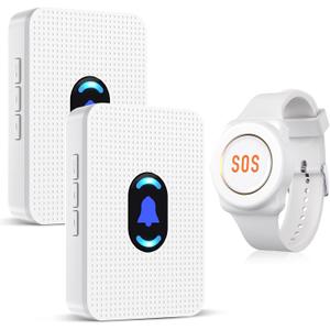 Daytech Wireless Wrist Pager Caregiver Call Button in Home System Watch Alarm Nurse Personal Help Alert for Patients Elderly 1 Watch Call Button 2 plugin Receiver