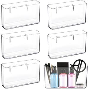 Suzile 6 Pack Wall Mount Organizer Acrylic File Holder Adhesive Cabinet Door Organizer Wall Mounted Storage Box for Office Kitchen Bathroom Bedroom Garage Craft Room Collection(Big)