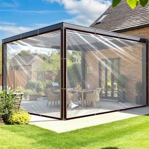 Tarpaulin Waterproof Heavy Duty - Clear Tarps with Grommets 6x12 Clear Vinyl Patio Enclosure Plastic for Windows Winter Outdoor Plant Garden Chicken Coop Porch Gazebo Lonas Greenhouse