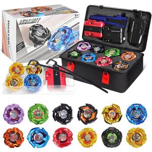 X Battling Set, 12 Spinning Tops, 3 Launchers and 1 Grip with Storage Box, Kids Toys Birthday Gift Ideal for 6+ Years Old Boys