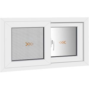 NOOTA Basement Window 32" x 18" Double Tempered Glass, Removable Flange, Vinyl Sliding Window，White | Sliding window