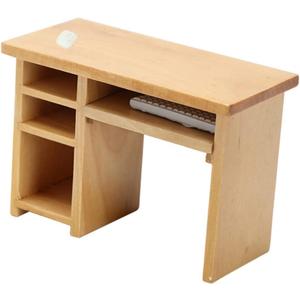 Toyvian Dollhouse Computer Desk Miniture House Furniture Desk Decoration Vintage Home Decor Set 1 12 Scale Writing Desk Mini House Accessories Miniature Wood Table Mini House Decoration