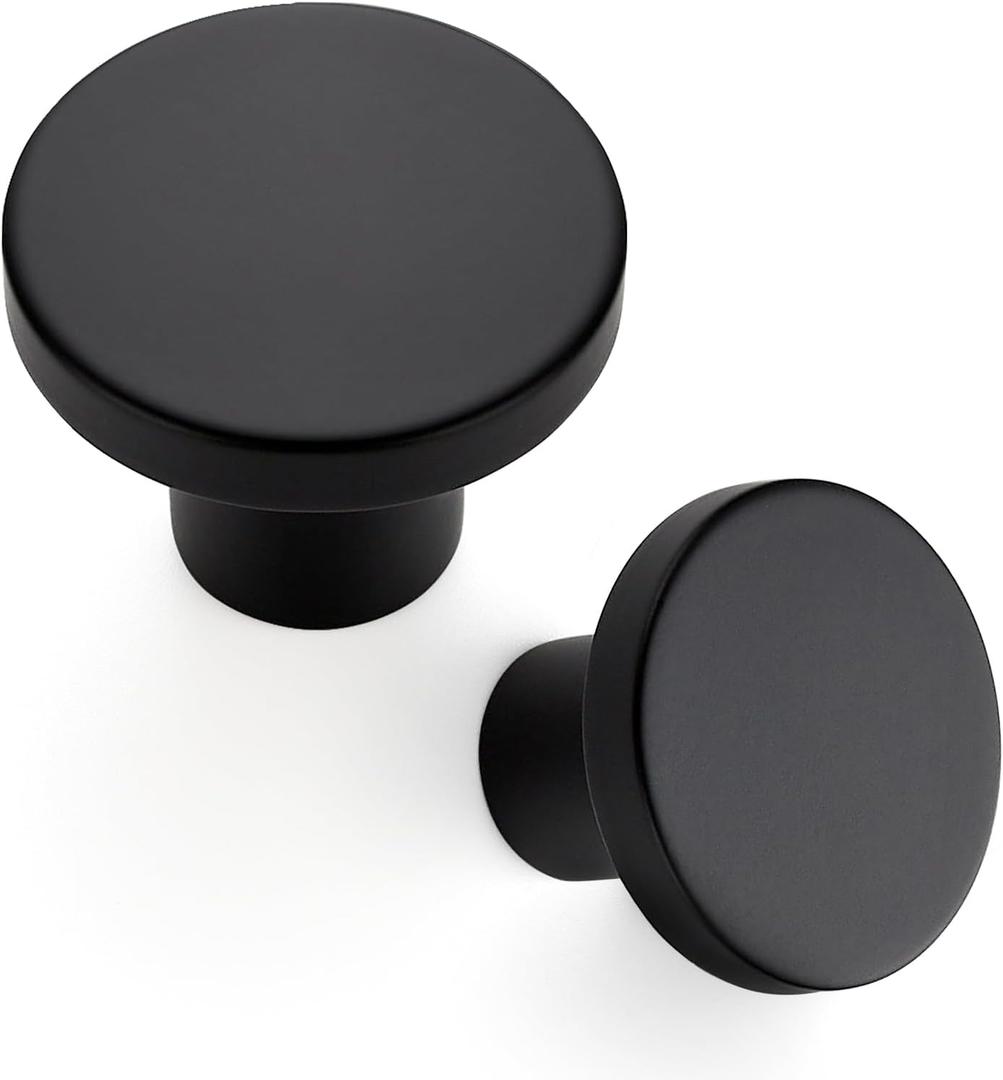 Ravinte 25 Pack Cabinet Knobs Black Kitchen Cabinet Knobs Round Dresser Drawer Knobs Matte Black Drawer Pulls Closet Door Knobs 1-1/5 Inch