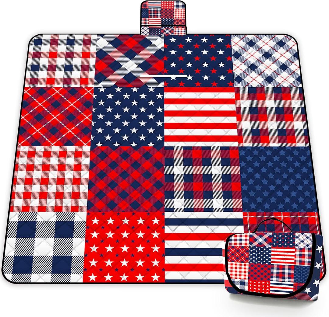 Poedist Extra Large Picnic Blanket Waterproof,60"x 80"Foldable Machine Washable Beach Blanket,Outdoor Blanket for 6-8 Adults,Suitable for Crawling,Park Beach,Camping,Hiking,Family (Dark Blue Red)
