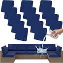 Smiry Waterproof Patio Cushion Covers, Stretch Outdoor Couch Slipcovers Replacement Washable Furniture Protector Sofa Chair Seat Cover for Dogs and Pets (14 Pcs, Navy Blue)
