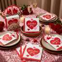 2 x YQUQWN 50Pcs Galentine's Gang Heart Paper Napkins 5x5 in Valentines Day Party Valentines Disposable Napkins Suitable for Family Dinners kitchens Galentine's Gang Anniversary Parties and Decorations