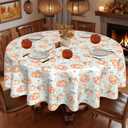 2 x Thanksgiving Round Tablecloth 60 Inch Pumpkin Daisy Table Cloth Waterproof Heat Resistant Reusable Autumn Decorations Table Cover for Holiday Kitchen Dinning Party Decor (Orange)