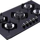 36 Inch Gas Cooktop, Tempered Glass 5 Burners Stovetop Built-in Dual Fuel Gas Stove Top NG/LPG Convertible Gas Cooktop