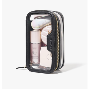 ROWNYEON Waterproof Toiletry Organizer Train Case, CLear Travel Makeup Bag for Women，Transparent Cosmetic Bag，Portable Makeup Case Organizer (black)