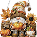 Halloween Diamond Art Hanging Kits for Adults, Gnome Pumpkins Special Shaped Diamond Painting Kit, Acrylic 5D Crystal Diamonds Gem Art Painting Hanging Ornament for Home Wall Decor