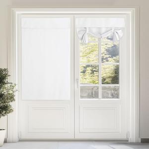 NICETOWN Tie Up Curtains for Bathroom, French Door Curtain Privacy White Door Curtains for Door Window Thermal Insulated Light Block Sidelight Curtains, 1 Panel, 46W x 63L, Pure White