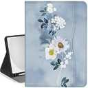 Feams Case for iPad Air 5th/ 4th Generation Case 10.9 Inch 2022 2020 Flip Stand Auto Wake/ Sleep Cover with Pencil Holder & Pocket, Blue Floral