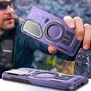 Camera Stand Case for Galaxy S25 Edge, [Compatible with MagSafe][Lens Cover] 2025 Version Military Grade Protective Soft Case for Samsung Galaxy S25 Edge 6.7" Men Women, Red (Purple)