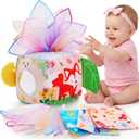 Baby Tissue Box Toy, Montessori Sensory Toy for Babies 612 Months, Infant Early Learning Toy with Mirror, Textured Tails & Squeaky Sounds, Baby Gift for Boys & Girls