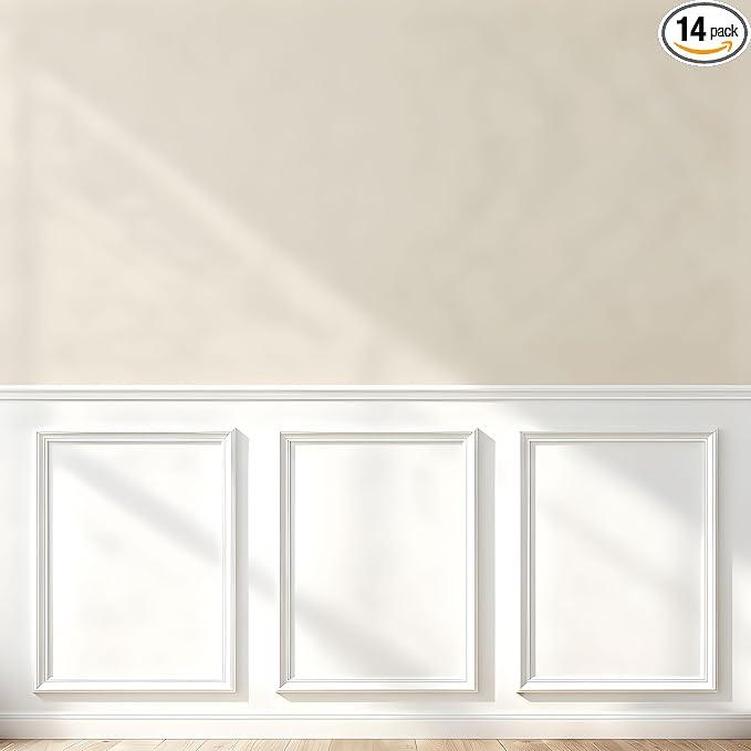 Peel and Stick Wainscoting Panels, 3 Set 20"x27" Wall Molding + 2pcs Chair Rail Trim, Pre-Cut Self Adhesive Premade Molding Panel for Bathroom Hallway Door Nursery Wall, Ready to Assemble