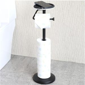 ZCCZ Black Toilet Paper Holder - Freestanding Tissue Dispenser with Shelf and Storage - 5 Roll Capacity Bathroom Stand - Modern Toilet Roll Organizer for Convenient Use and Stylish Black Design