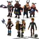 Toysvill Vikings Collection - Action Figures - Hiccup, Astrid, Stoick, Gobber, Snotlout, Fishlegs, Tuffnut & Ruffnut Toys (Set of 8 pcs)
