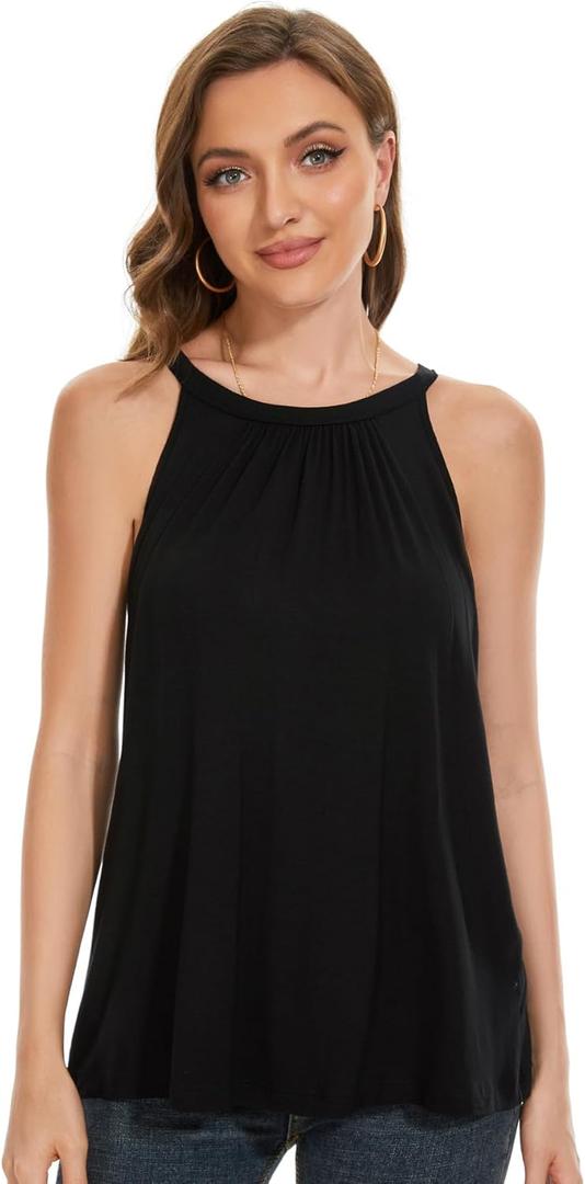 Camisoles for Women with Built in Bra Adjustable Strap Tank Tops Cami Sleeveless Summer Tops for Workout Sleeping Traveling (Black, S)