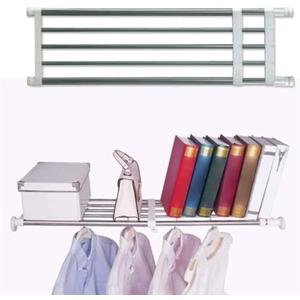 BAOYOUNI Closet Tension Shelf Rod Heavy Duty Wardrobe Organizer Adjustable Storage Shelves Rack DIY Closet Dividers Separators for Kitchen Bathroom Bedroom Garage, 19.69-31.5 Inches